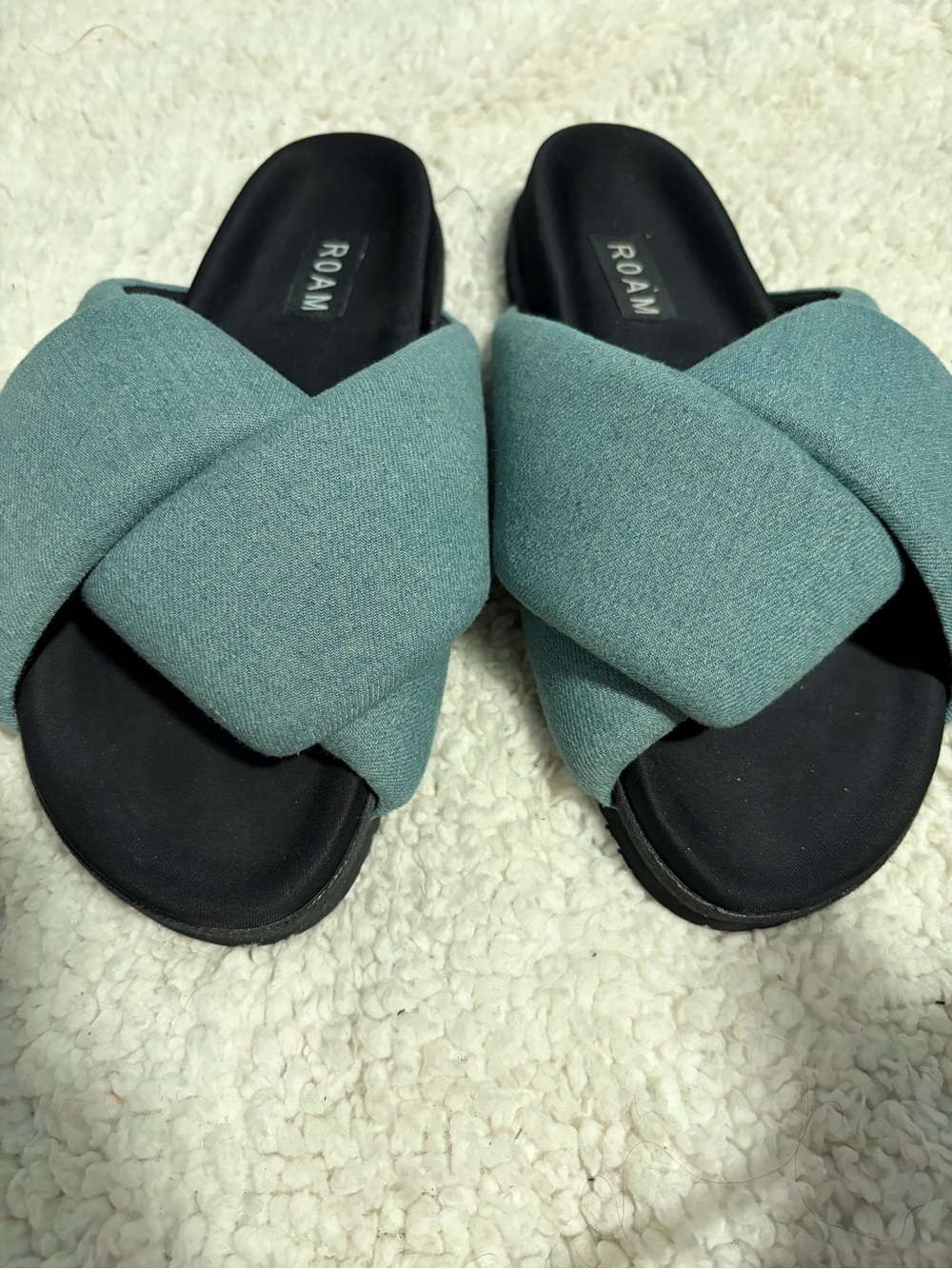 Rare ROAM FOLDY Slide Sandal Slipper Shoe Dusk Blue Fabric SIZE 7